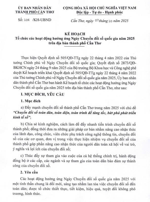 Kế hoạch Tổ chức các hoạt động hưởng ứng Ngày Chuyển đổi số Quốc gia 2025