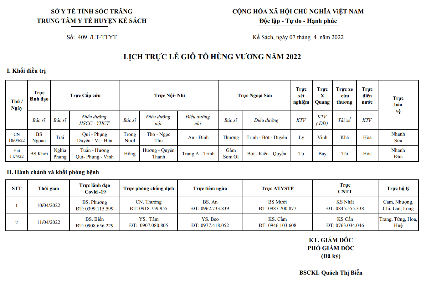 LỊCH TRỰC GIỖ TỔ HÙNG VƯƠNG NĂM 2022